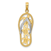 14K Two-tone Triple Sea Turtle Flip-Flop Pendant 1