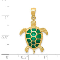 14K Green Enameled Sea Turtle Pendant 4