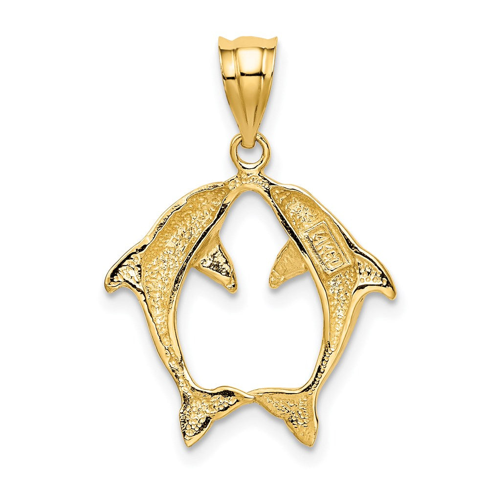 14k Two Dolphins Pendant 3