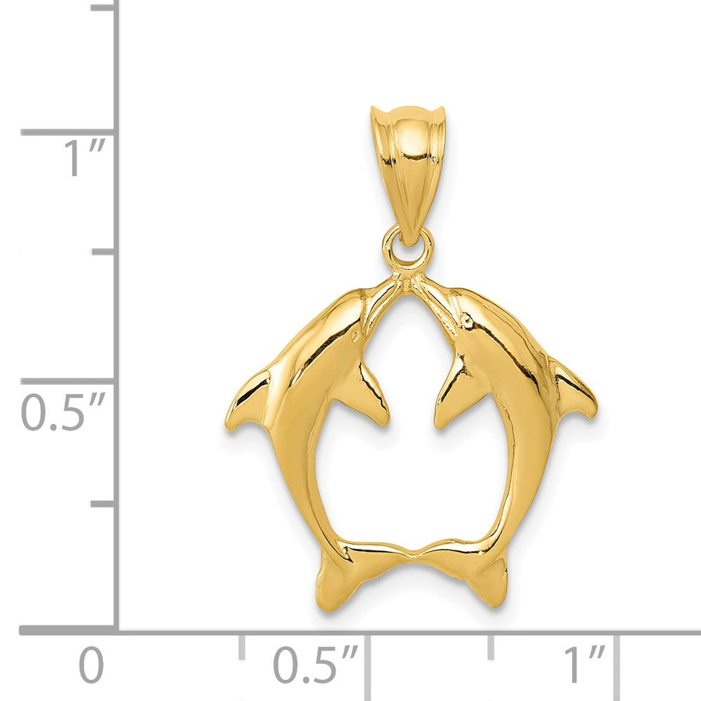 14k Two Dolphins Pendant 4