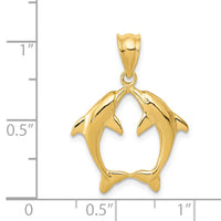 14k Two Dolphins Pendant 4