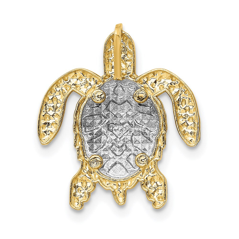 14K Two-Tone Turtle Pendant Slide 3