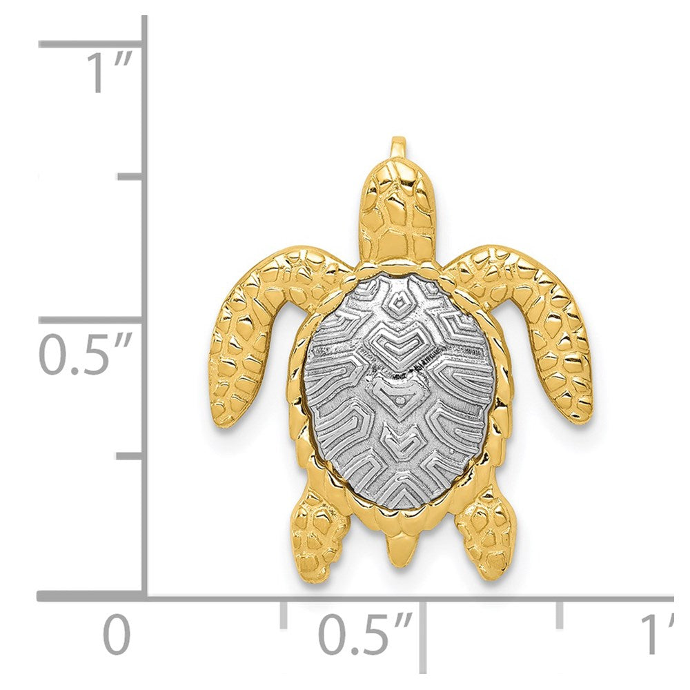 14K Two-Tone Turtle Pendant Slide 4