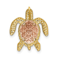 14K Two-Tone w/ White Rhodium Turtle Pendant Slide 3