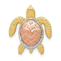 14K Two-Tone w/ White Rhodium Turtle Pendant Slide 1