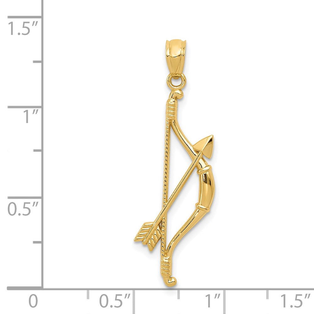 Polished Gold Bow and Arrow Pendant Necklace