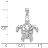 14k White Gold Diamond-cut Polished Sea Turtle Pendant 4