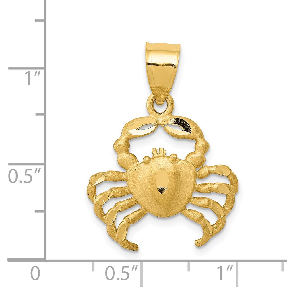 14k Satin Diamond-cut Crab Pendant 4