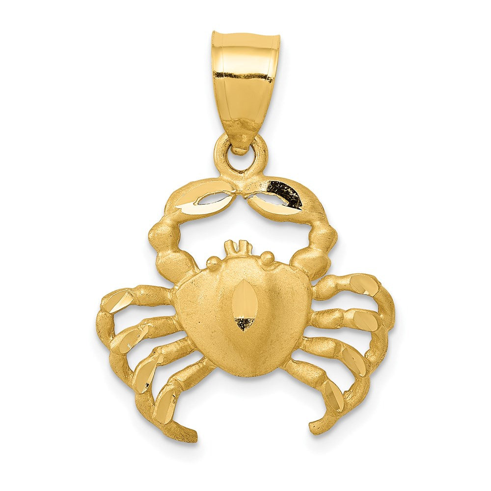 14k Satin Diamond-cut Crab Pendant 1