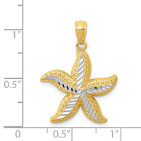 14k with White Rhodium Diamond-cut Starfish Pendant 4