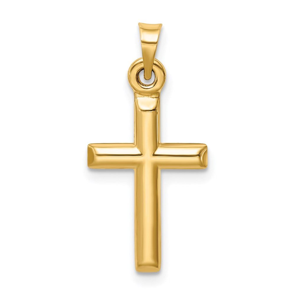 14k Hollow Diamond-cut Cross Pendant