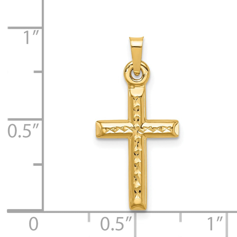 14k Hollow Diamond-cut Cross Pendant