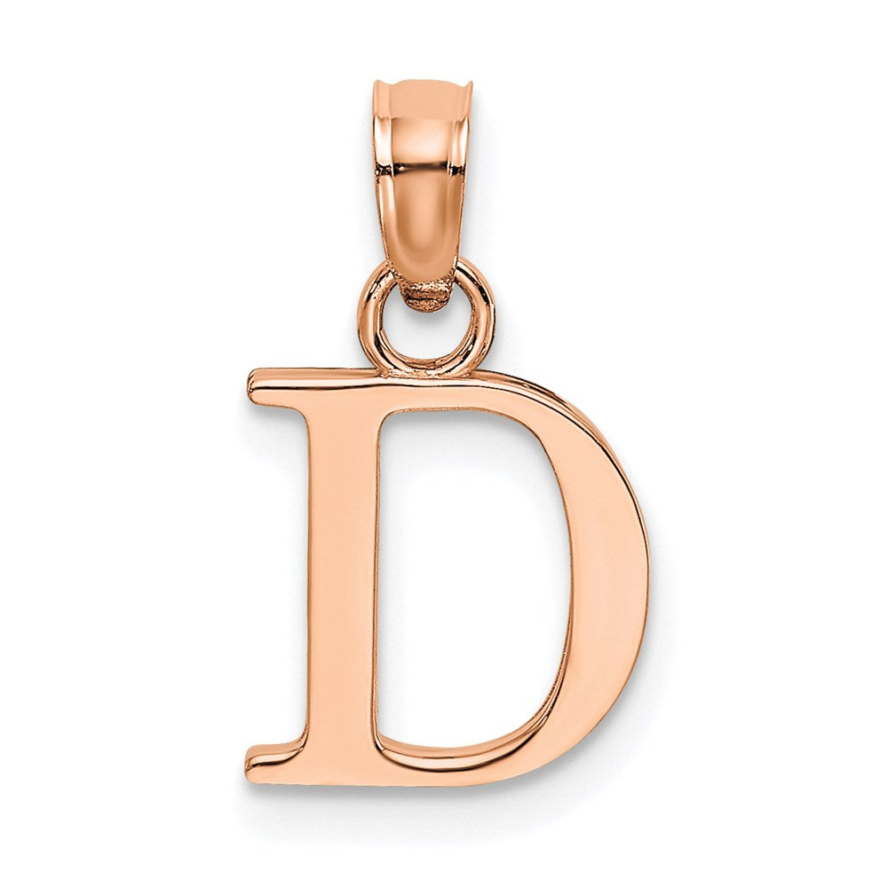 14K Rose Gold Polished Block Letter D Initial Pendant