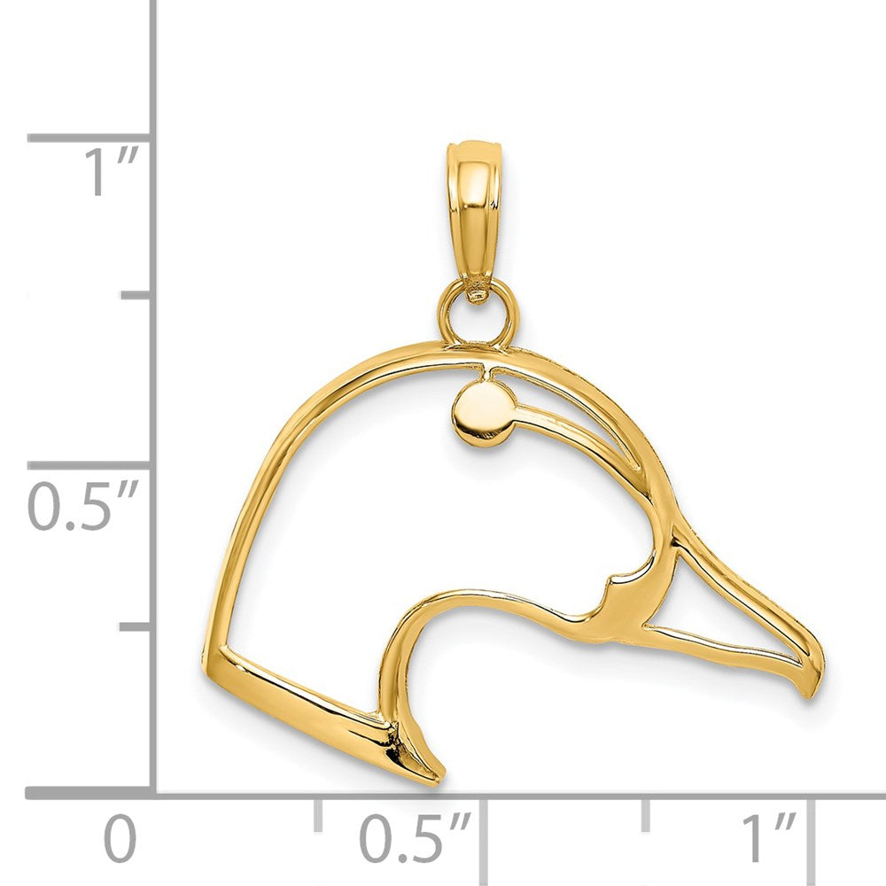 14K Cut-Out Duck Head Charm