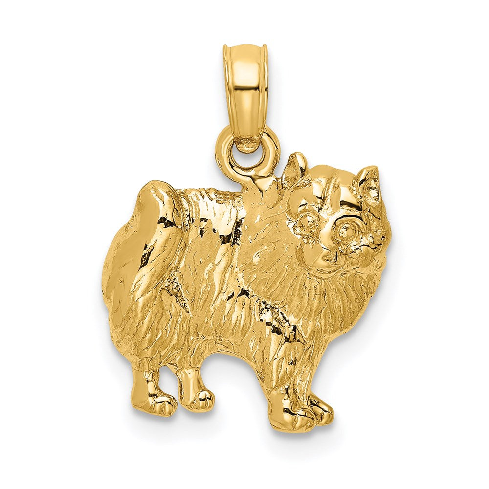 14K Polished Pomeranian Dog Charm