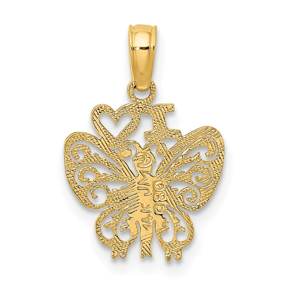 14K I HEART Butterfly Charm