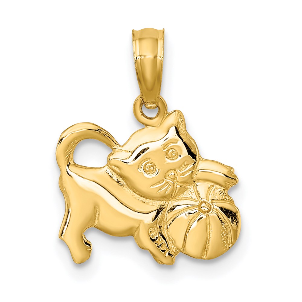 14K 3-D Polished Kitten Charm