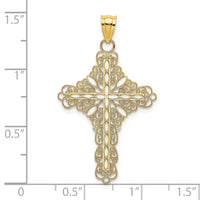 14K White Enamel Filigree Cross Charm