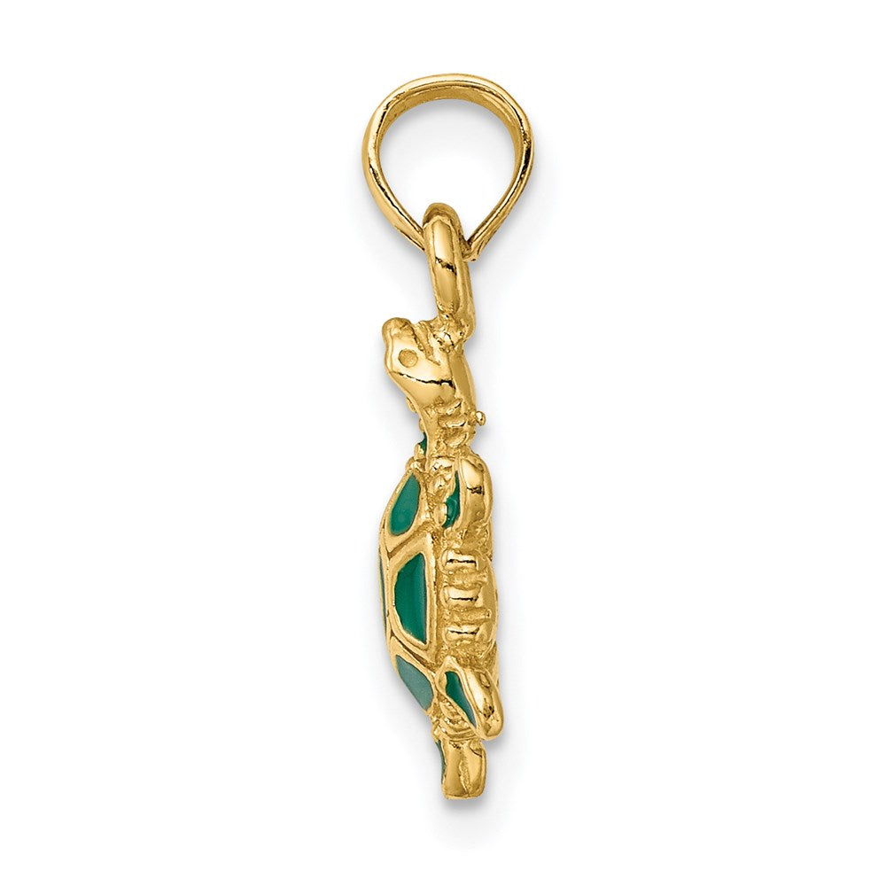 14K Green Enamel 3-D Land Turtle Charm 2