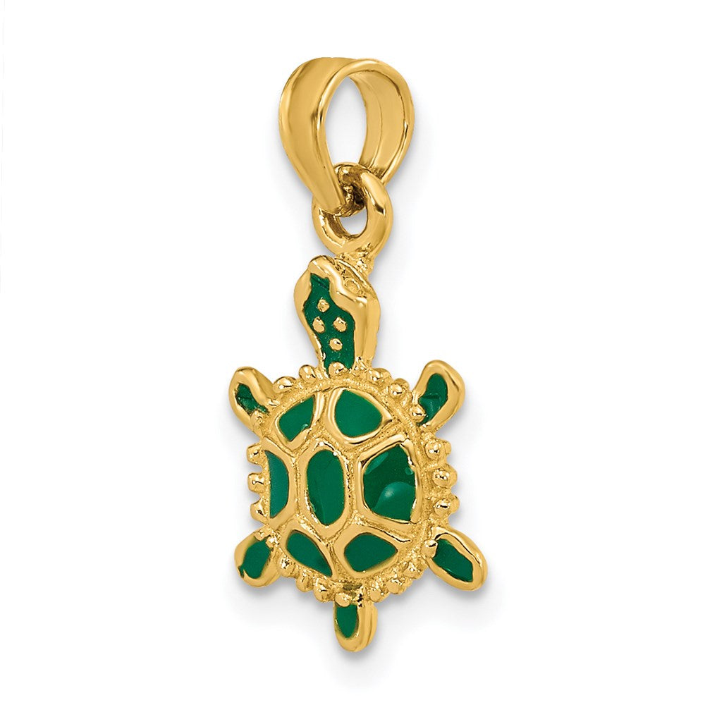 14K Green Enamel 3-D Land Turtle Charm 5