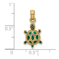 14K Green Enamel 3-D Land Turtle Charm 3