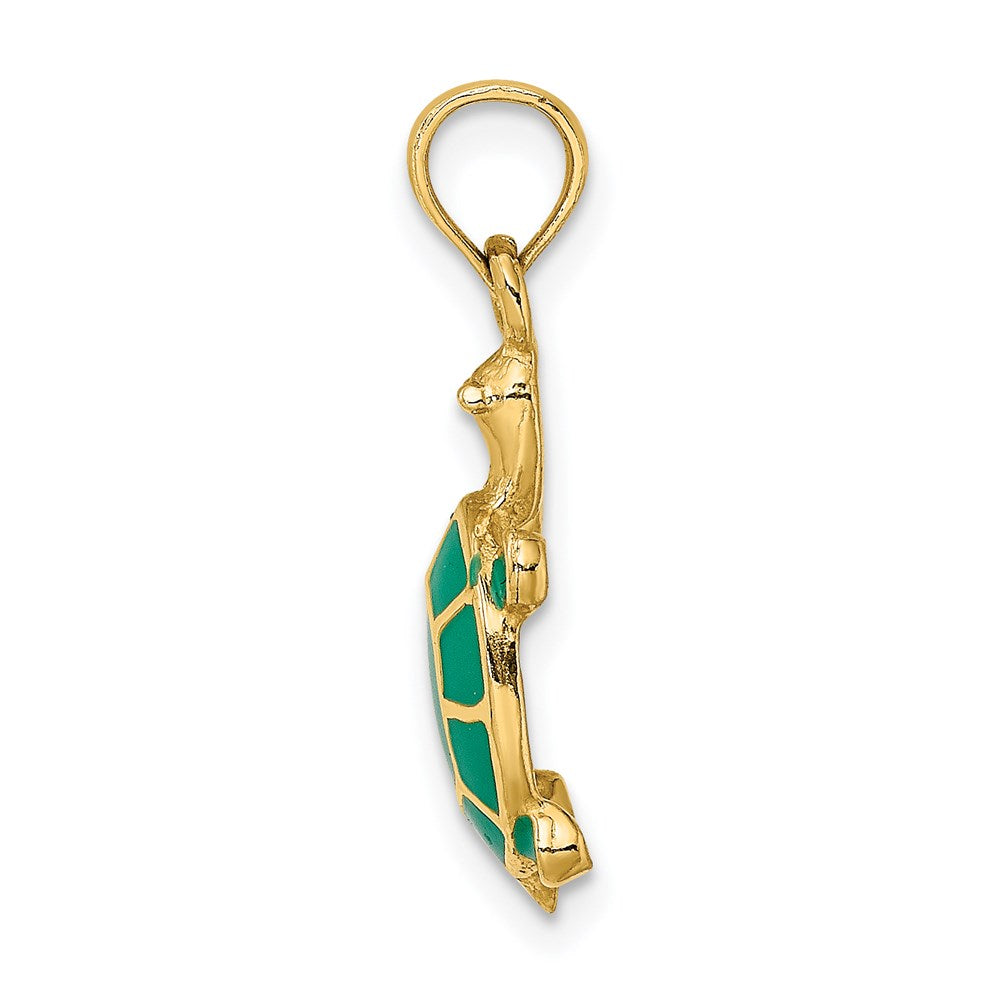 14K Green Enamel Tortoise Charm 2