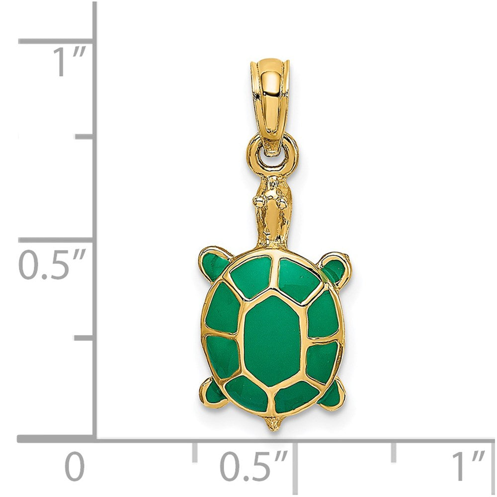 14K Green Enamel Tortoise Charm 3