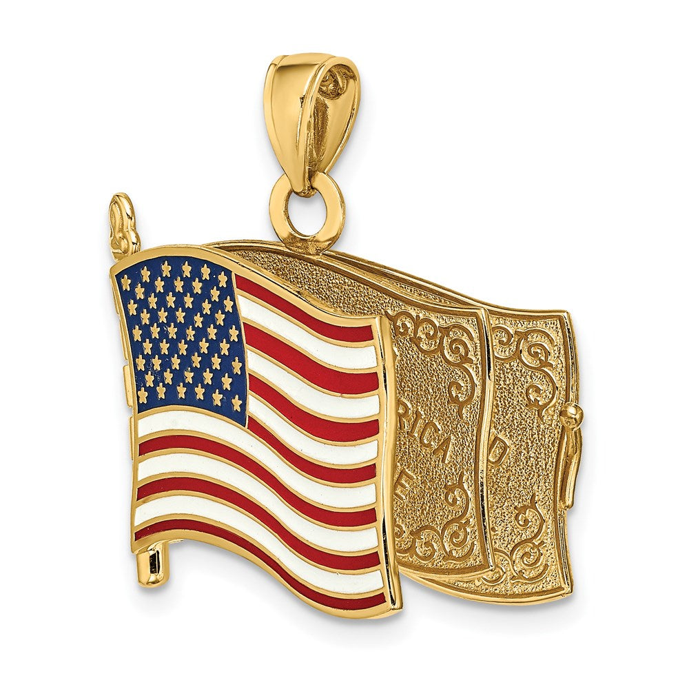 14K w/ Enamel 3-D Pledge Of Allegiance Flag Book Charm