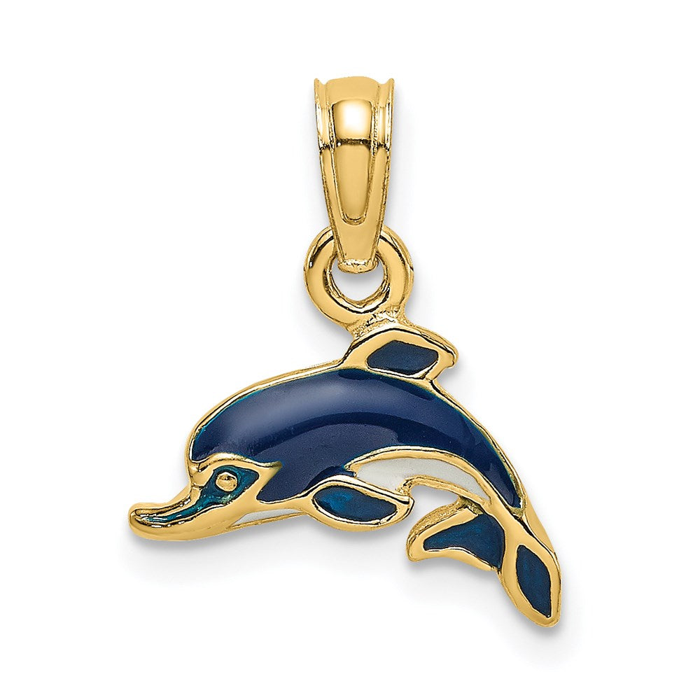 14K Blue Enamel Dolphin Charm 1