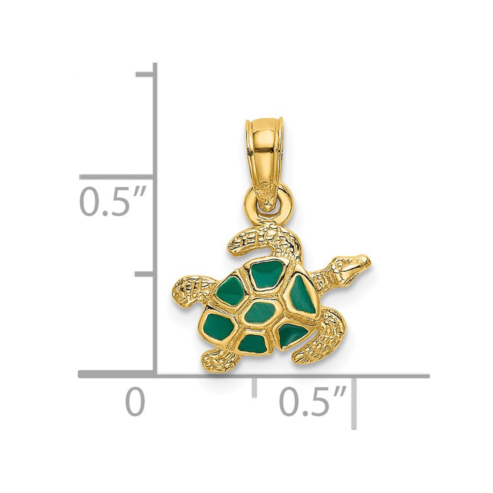 14K Textured and Enameled Sea Turtle Charm 3