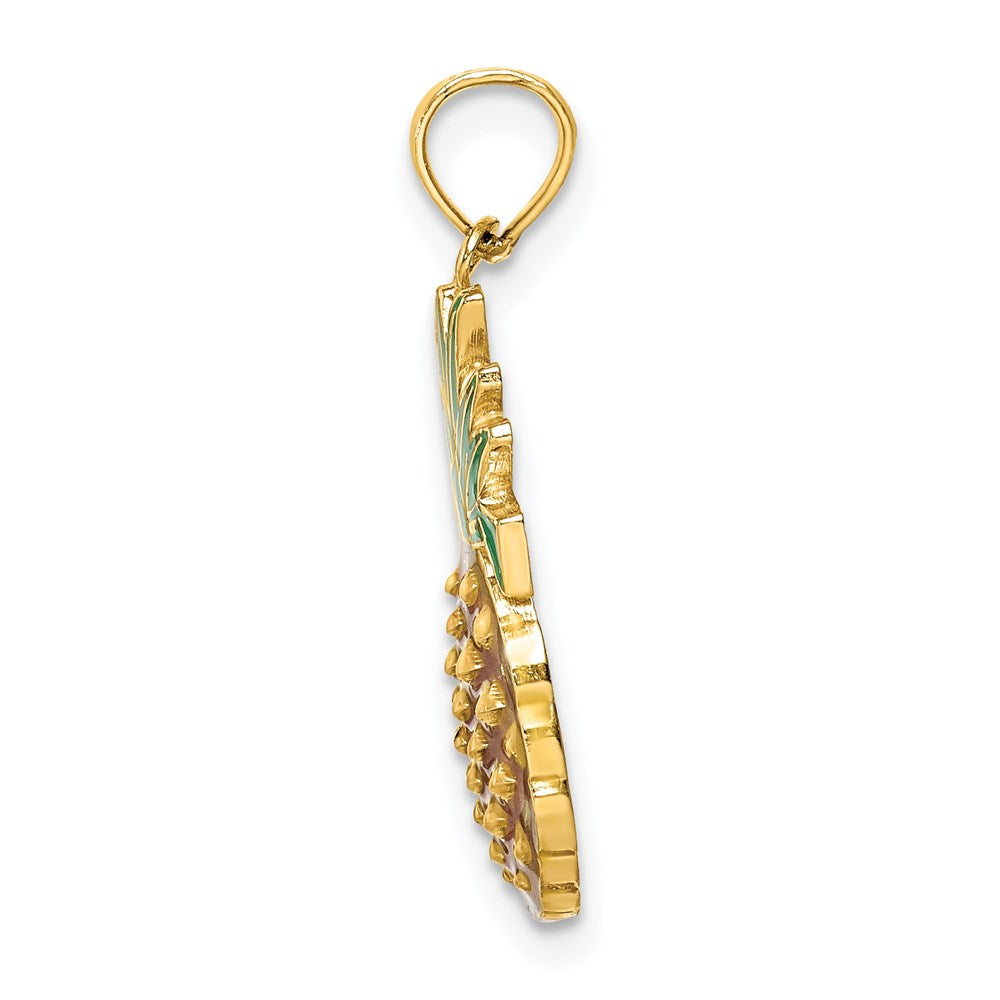 14K w/ Enamel 2-D Pineapple Charm