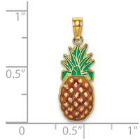 14K w/ Enamel 2-D Pineapple Charm