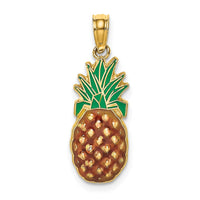 14K w/ Enamel 2-D Pineapple Charm