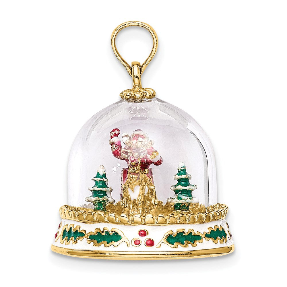 14K 3-D Enameled Christmas Snow Globe Charm