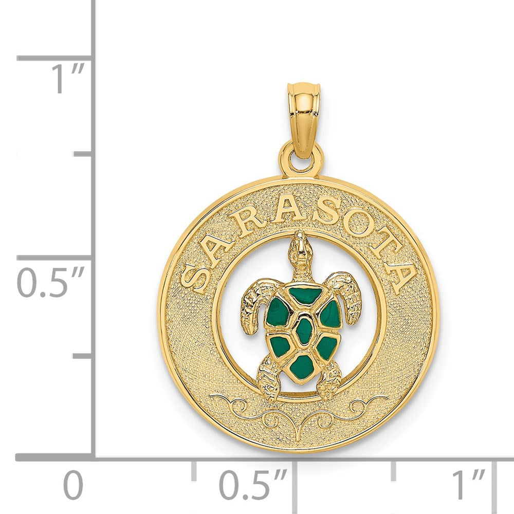 14K w/ Enamel Turtle SARASOTA Circle Charm 3