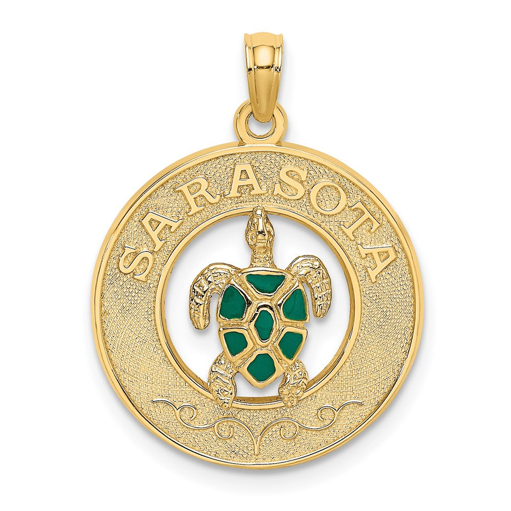 14K w/ Enamel Turtle SARASOTA Circle Charm 1