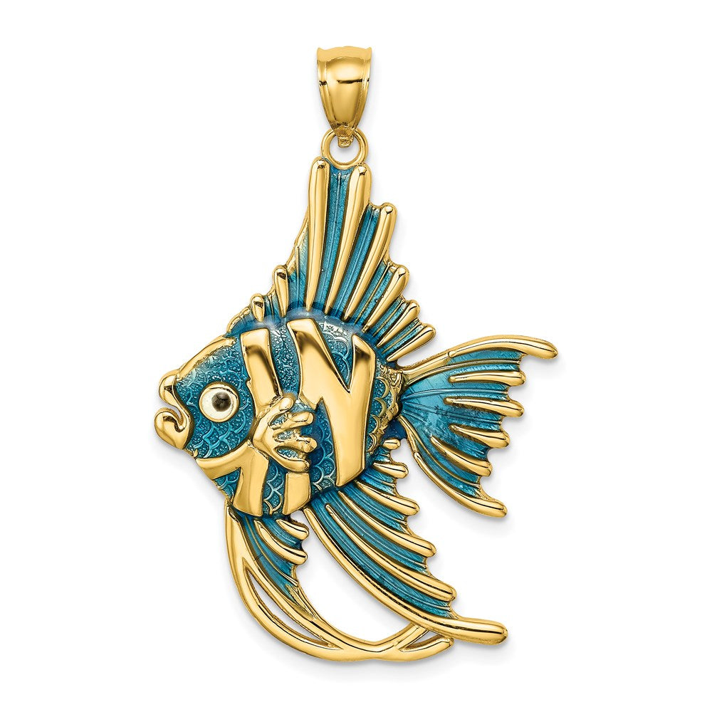 14K w/ Blue Enamel ANGELFISH Charm 1