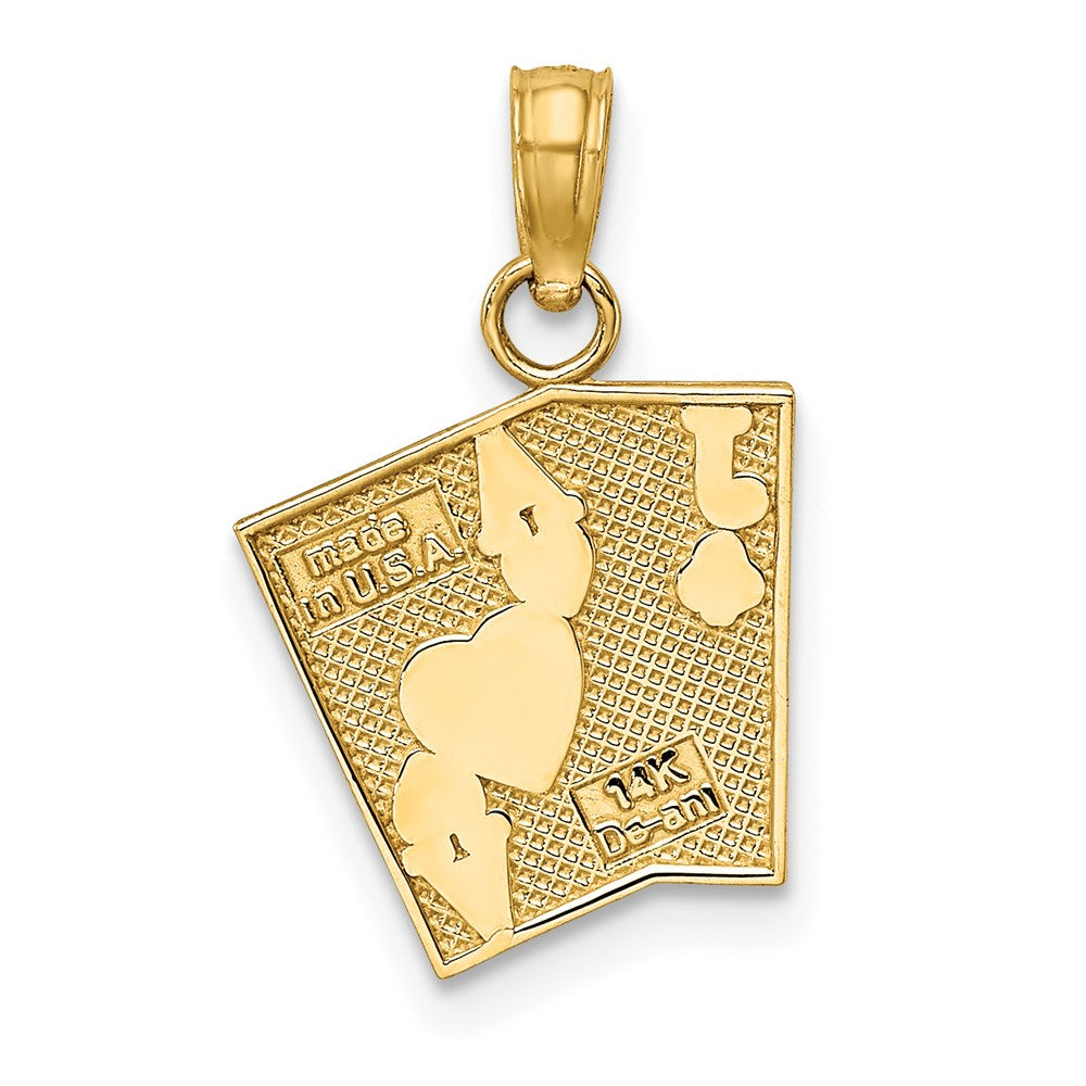 14K Enamel Jack of Clubs and Ace of Hearts Cards Charm