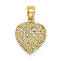 14K Cut-Out and Textured Woven Heart Charm