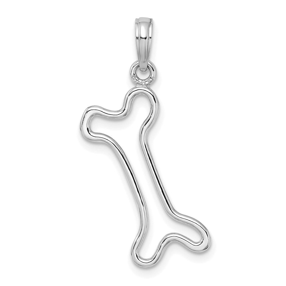 14K White Gold Cut-Out Polished Dog Bone Charm