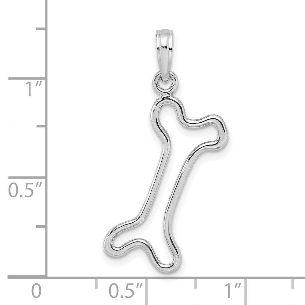 14K White Gold Cut-Out Polished Dog Bone Charm