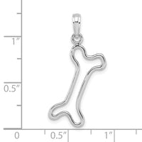 14K White Gold Cut-Out Polished Dog Bone Charm