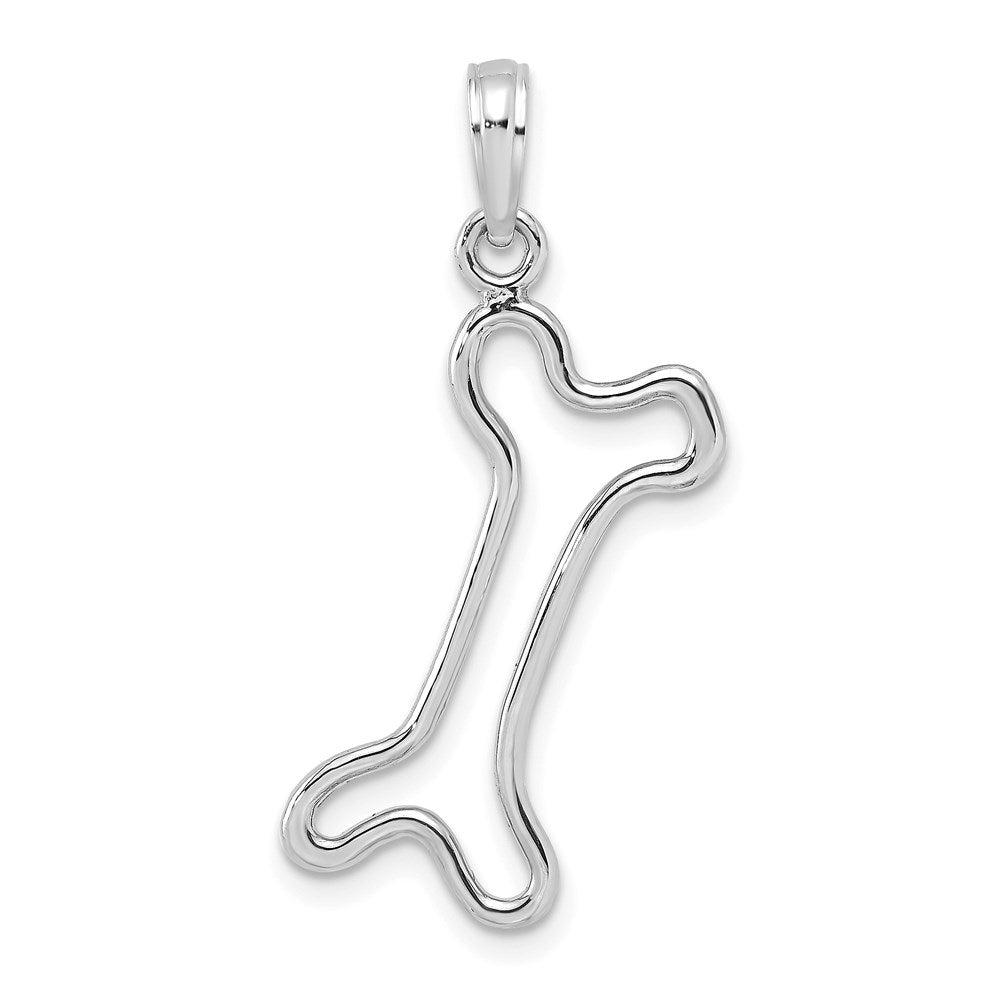 14K White Gold Cut-Out Polished Dog Bone Charm