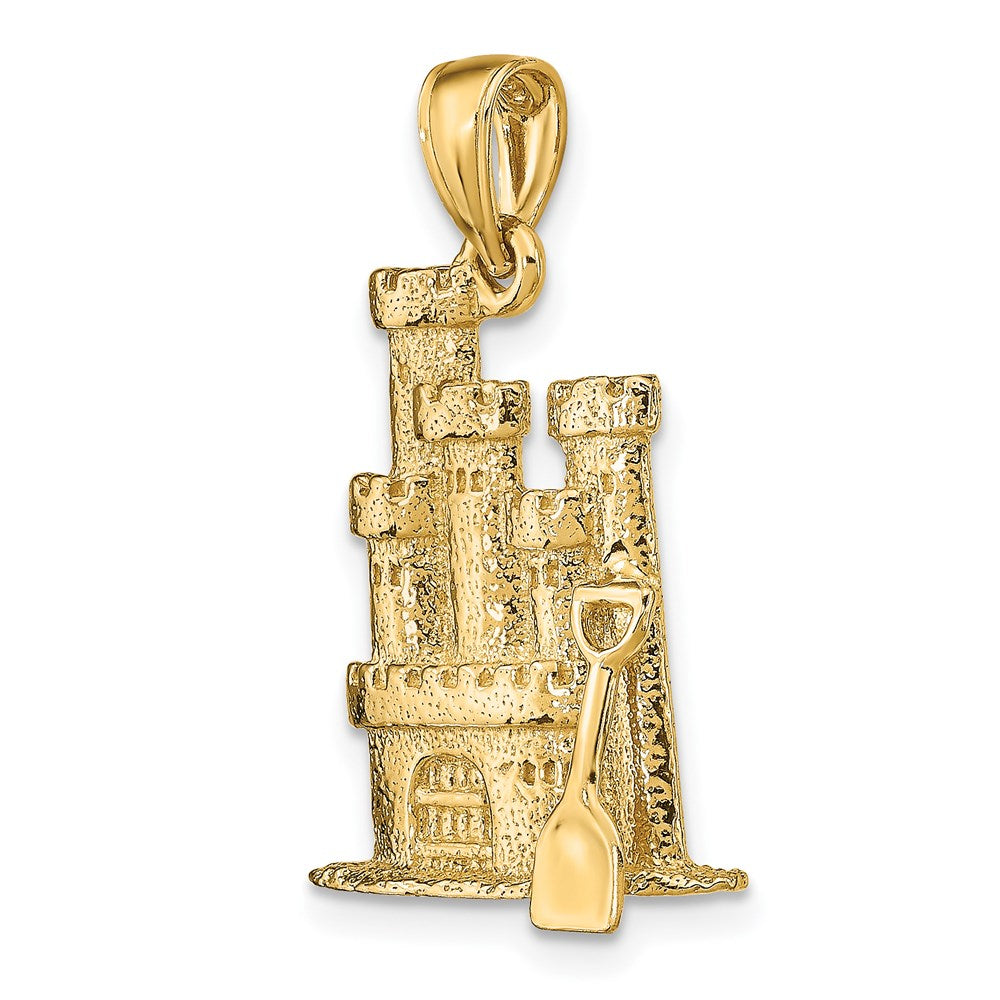 14K 3-D Textured Sand Castle w/ Shovel Charm