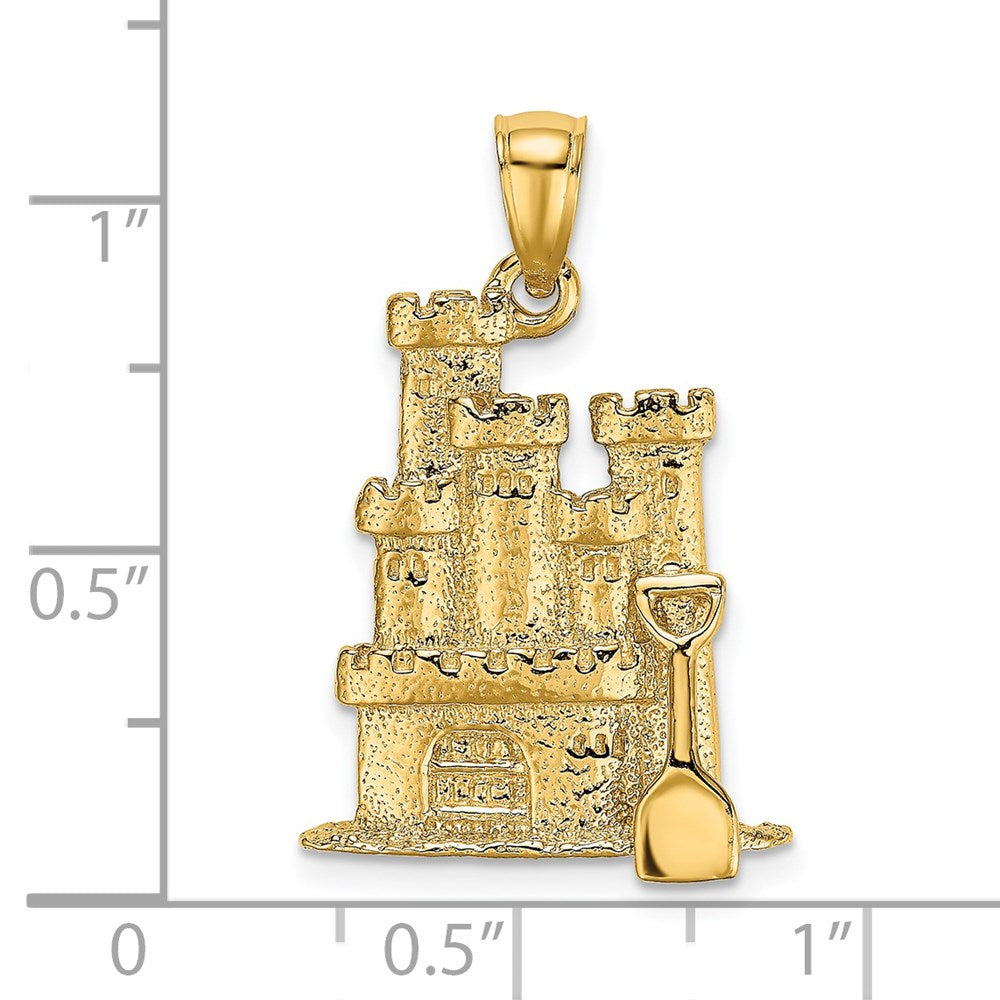 14K 3-D Textured Sand Castle w/ Shovel Charm