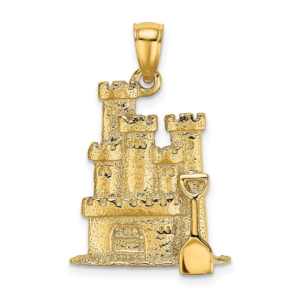 14K 3-D Textured Sand Castle w/ Shovel Charm