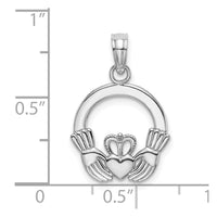 14K White Gold Polished Round Claddagh Charm