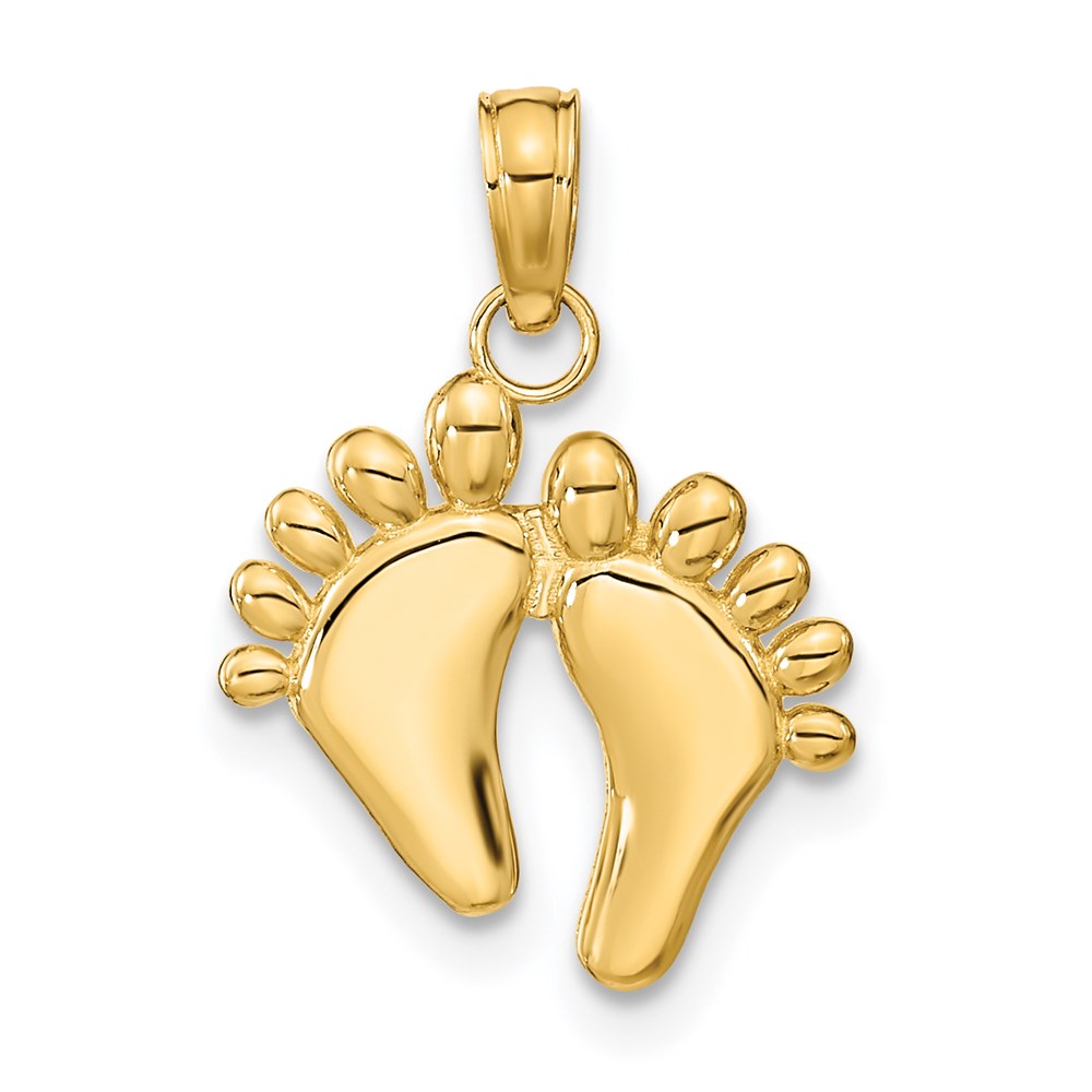 14K  Double Feet Hang Ten Style Charm