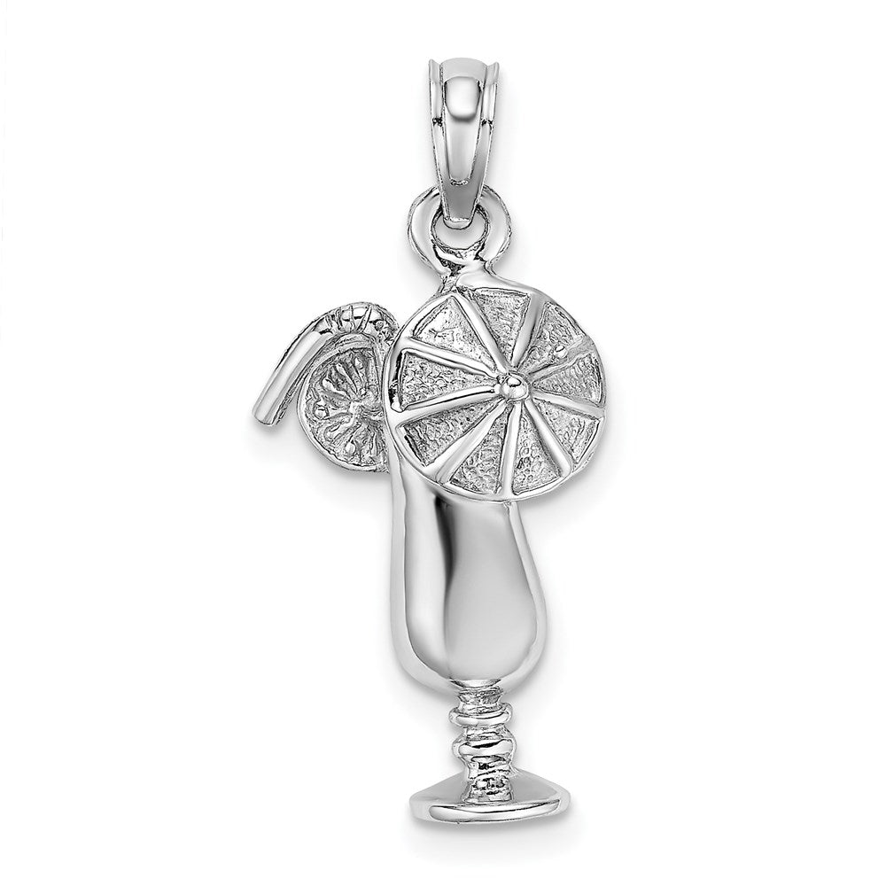 14K White Gold Polished Tropical Drink Charm