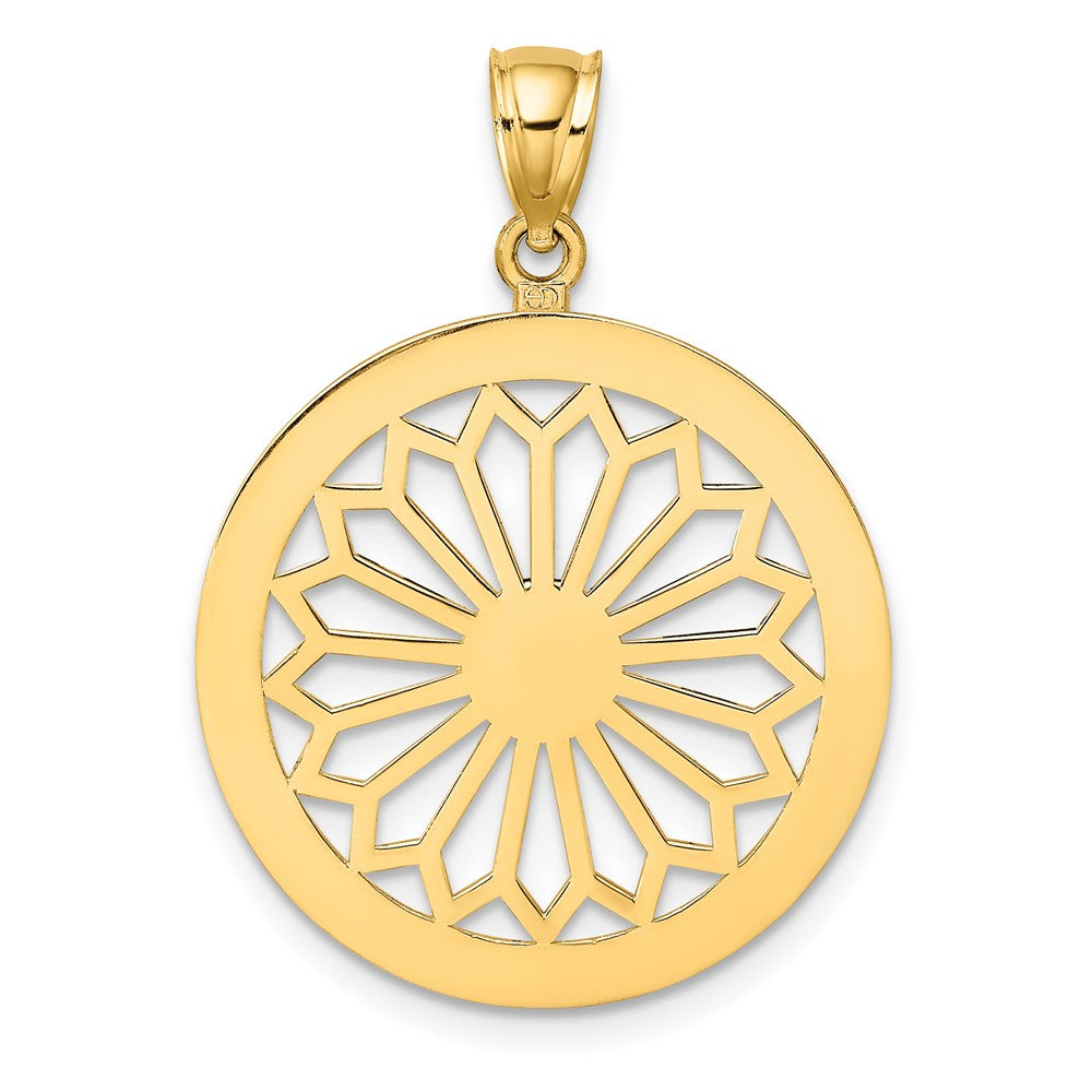 14K Retro Diasy In Round Frame Charm